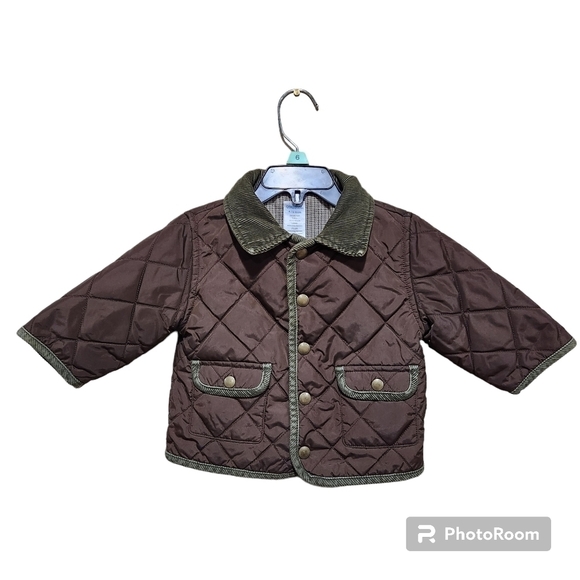 Gymboree Cozy Quilted Jacket With Corduroy Trim&Some Fleece Lining Size 6-12mos. - Picture 1 of 6